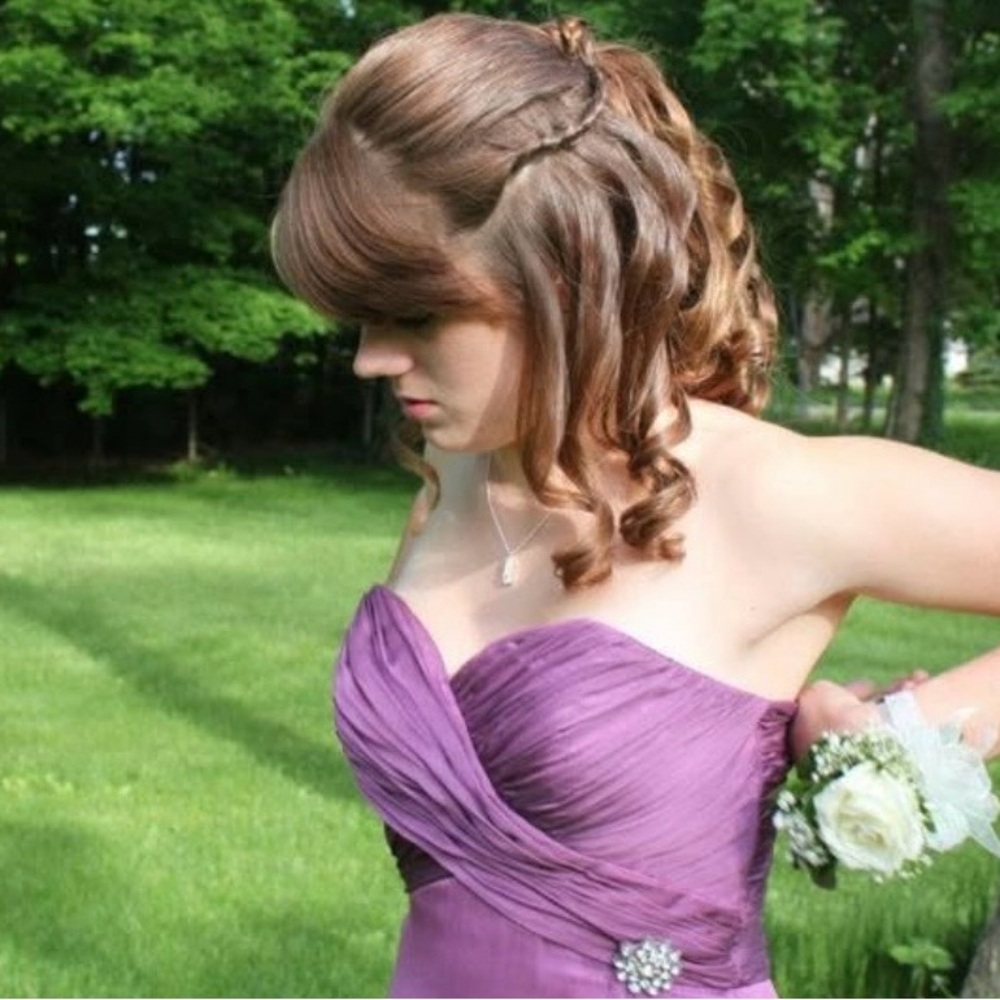 Purple Strapless Prom Dress
